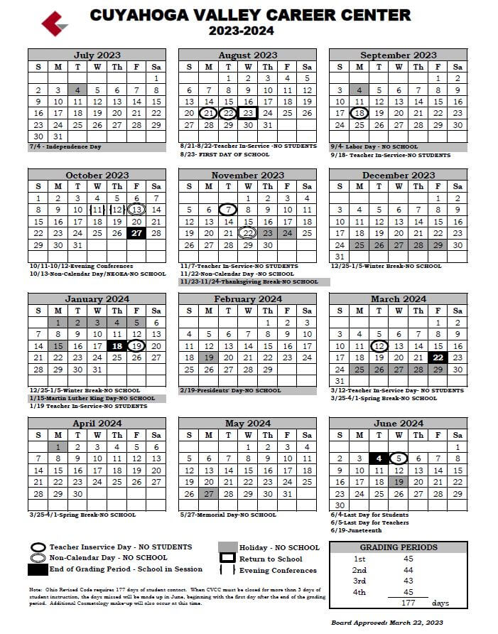 CVCC 2023-2024 Calendar