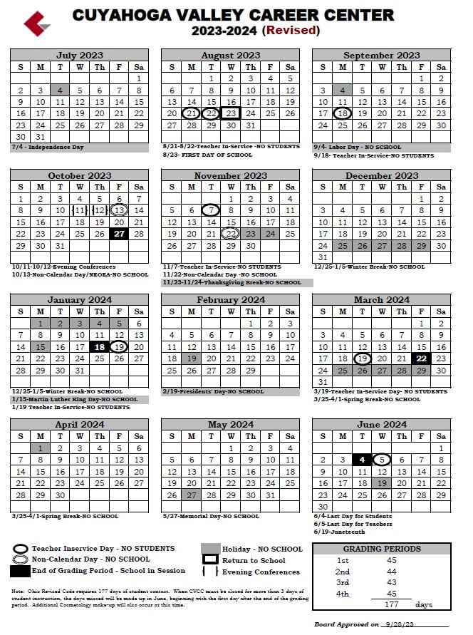 2023-24 Revised School Calendar